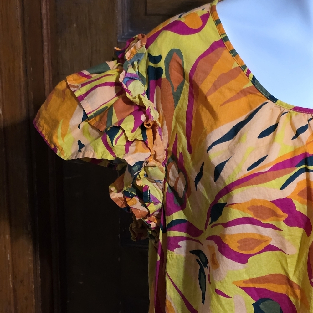 Terra & Sky Ruffle Sleeve Top Multicolor Size 3X (24W-26W) - Picture 9 of 15